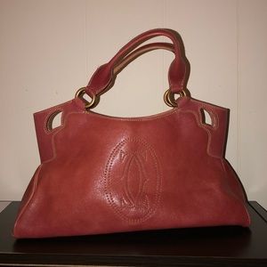 RARE Cartier Pink Marcello Handbag w Gold Details